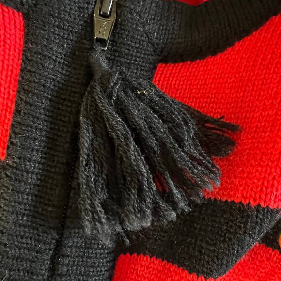 Saks Fifth Avenue Vintage Military Sweater Jacket Red Black Lambswool 14 - Picture 4 of 10